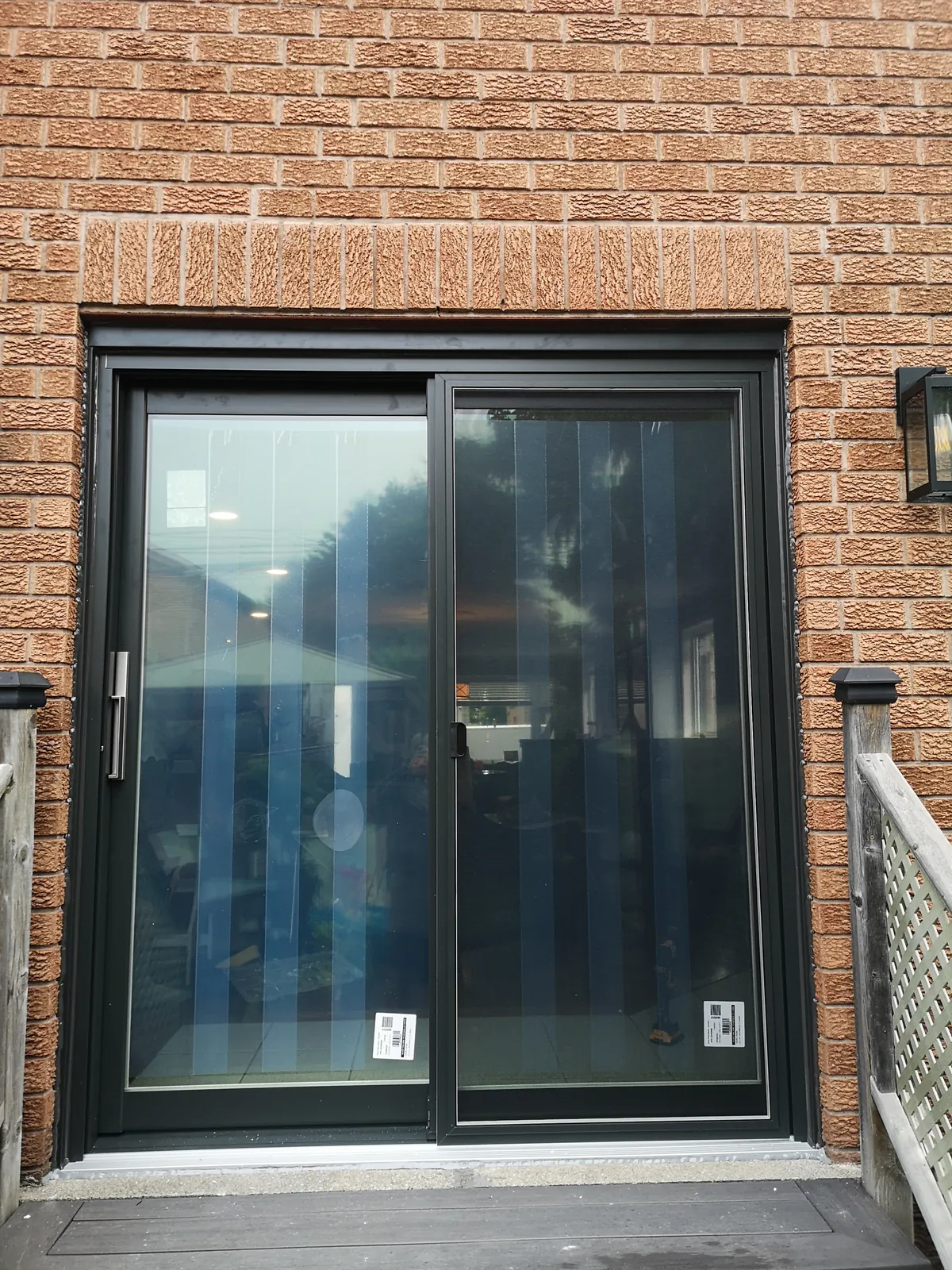 Black door with full decorative glass