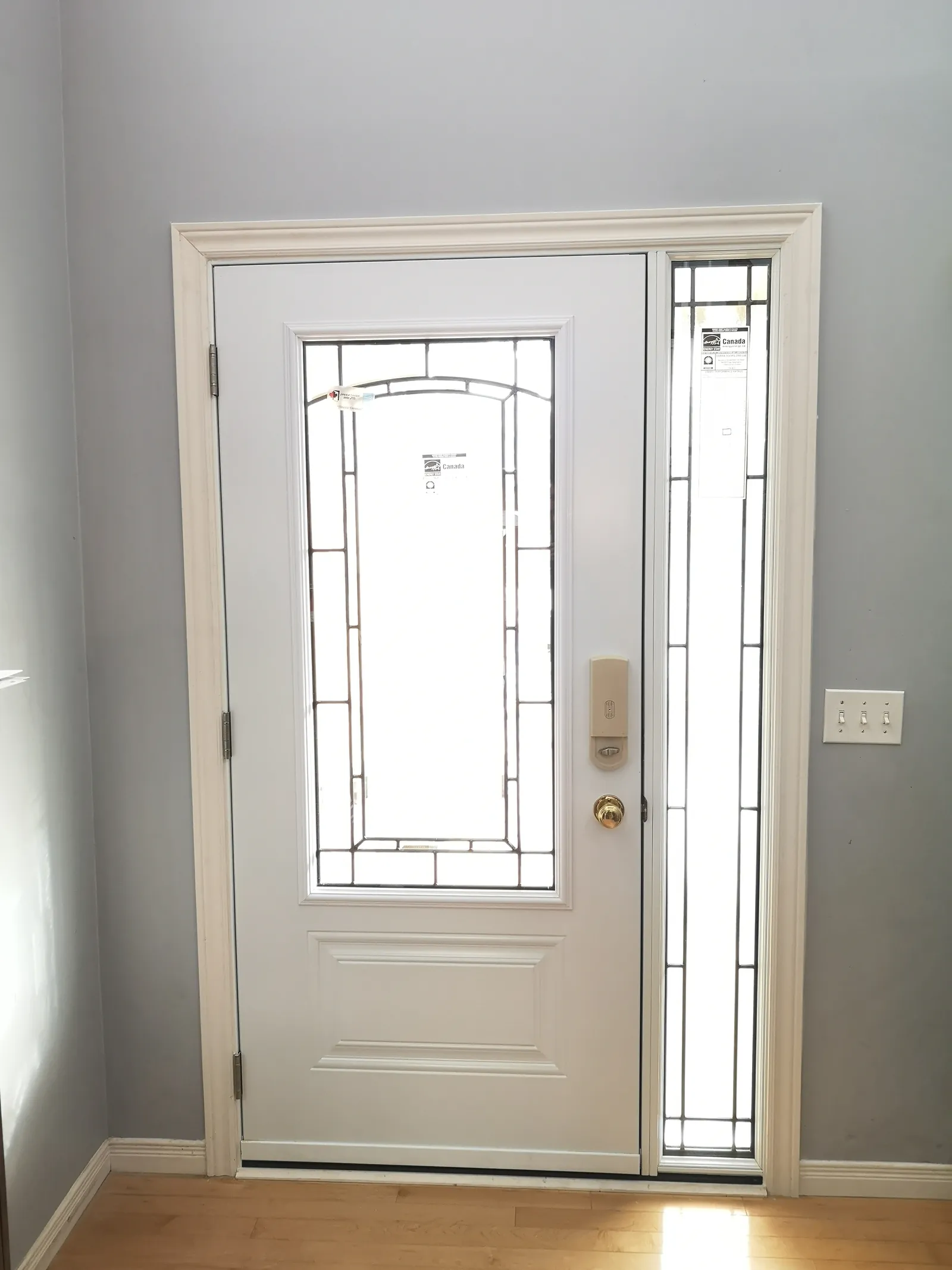 White door, 3/4 glass with sidelite