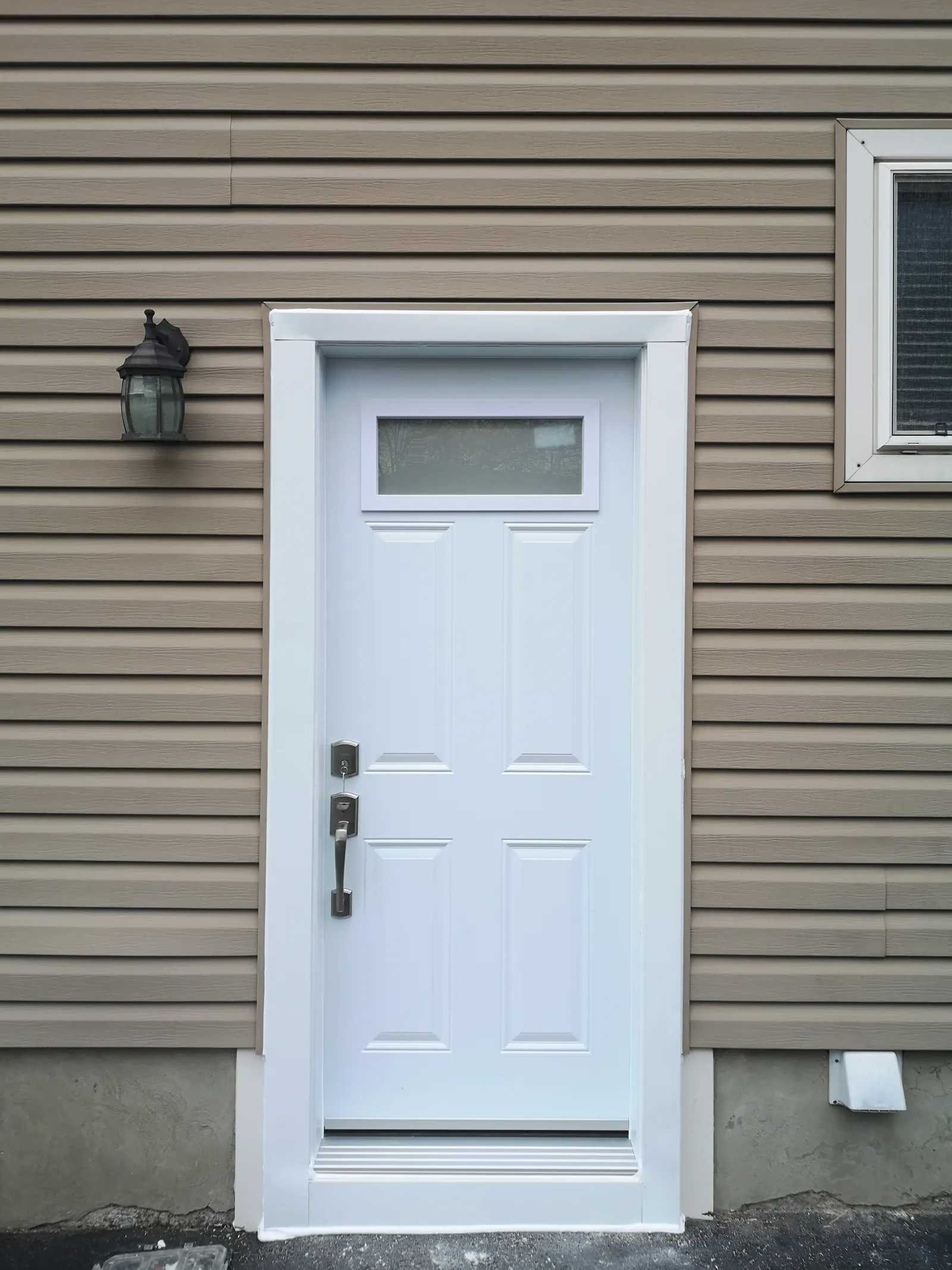 White craftsman entry door