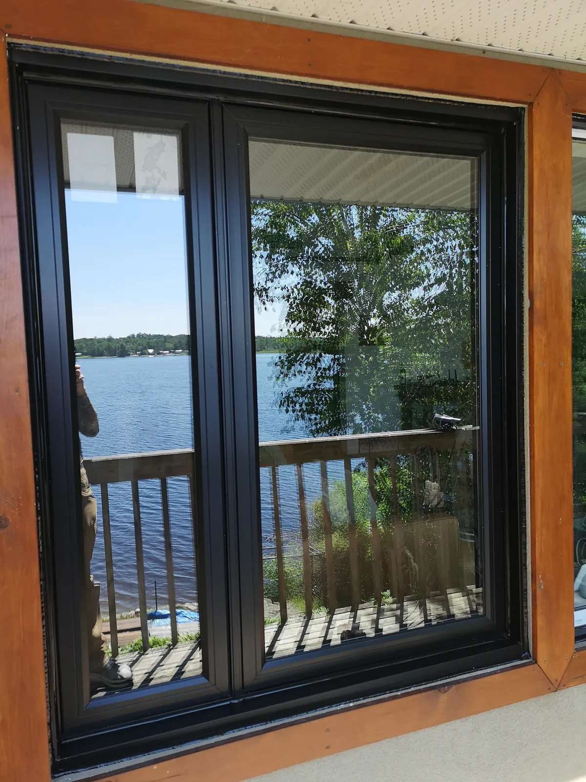 Black sliding patio door (interior)