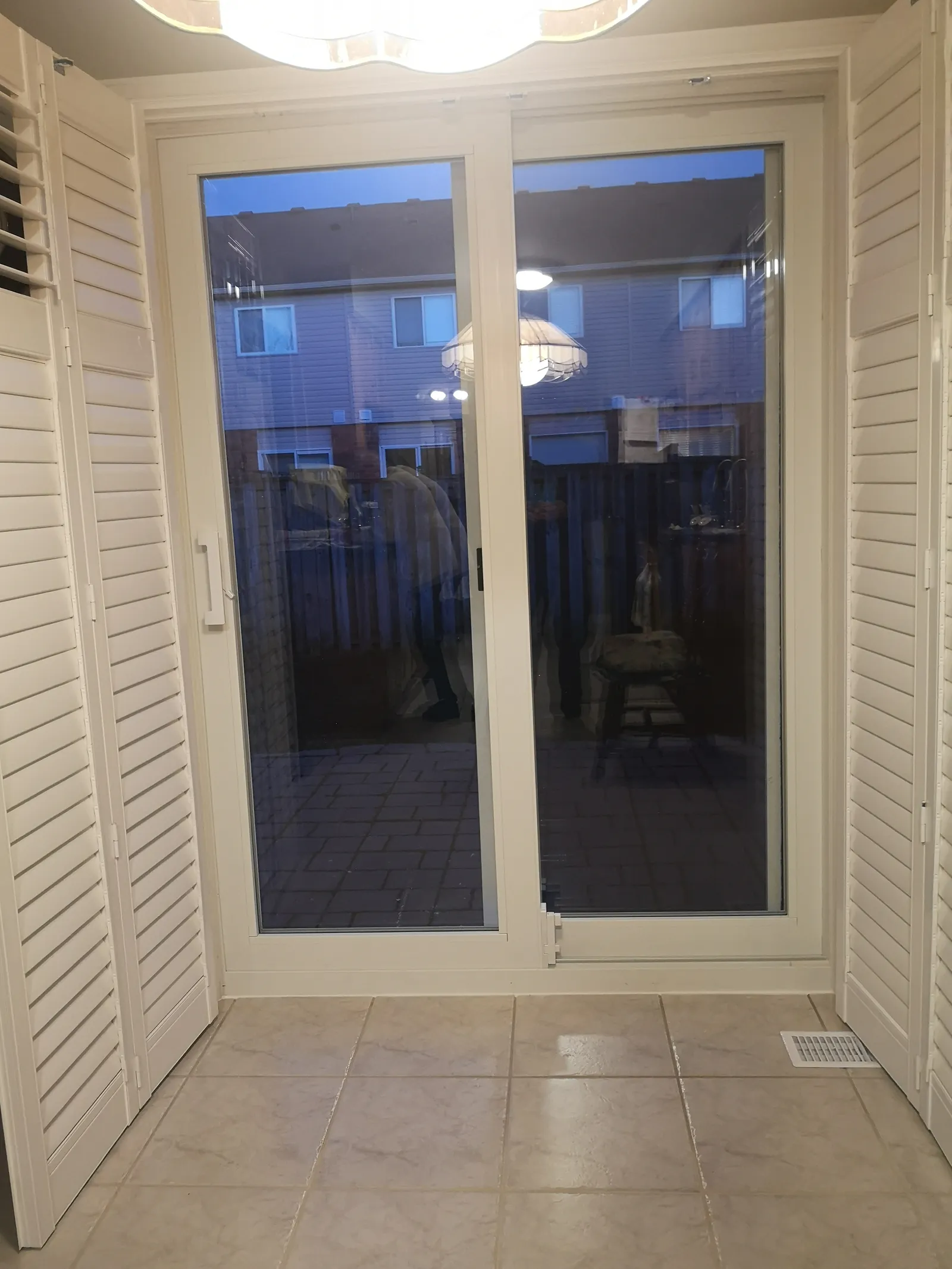 White sliding patio door (interior)