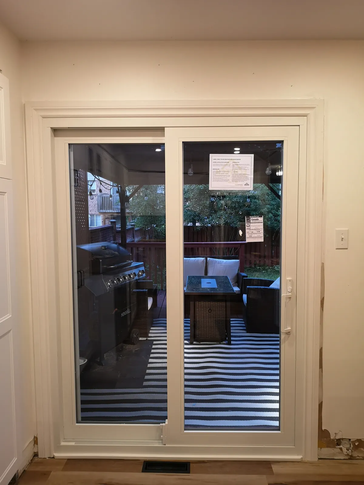 White sliding patio door (interior)