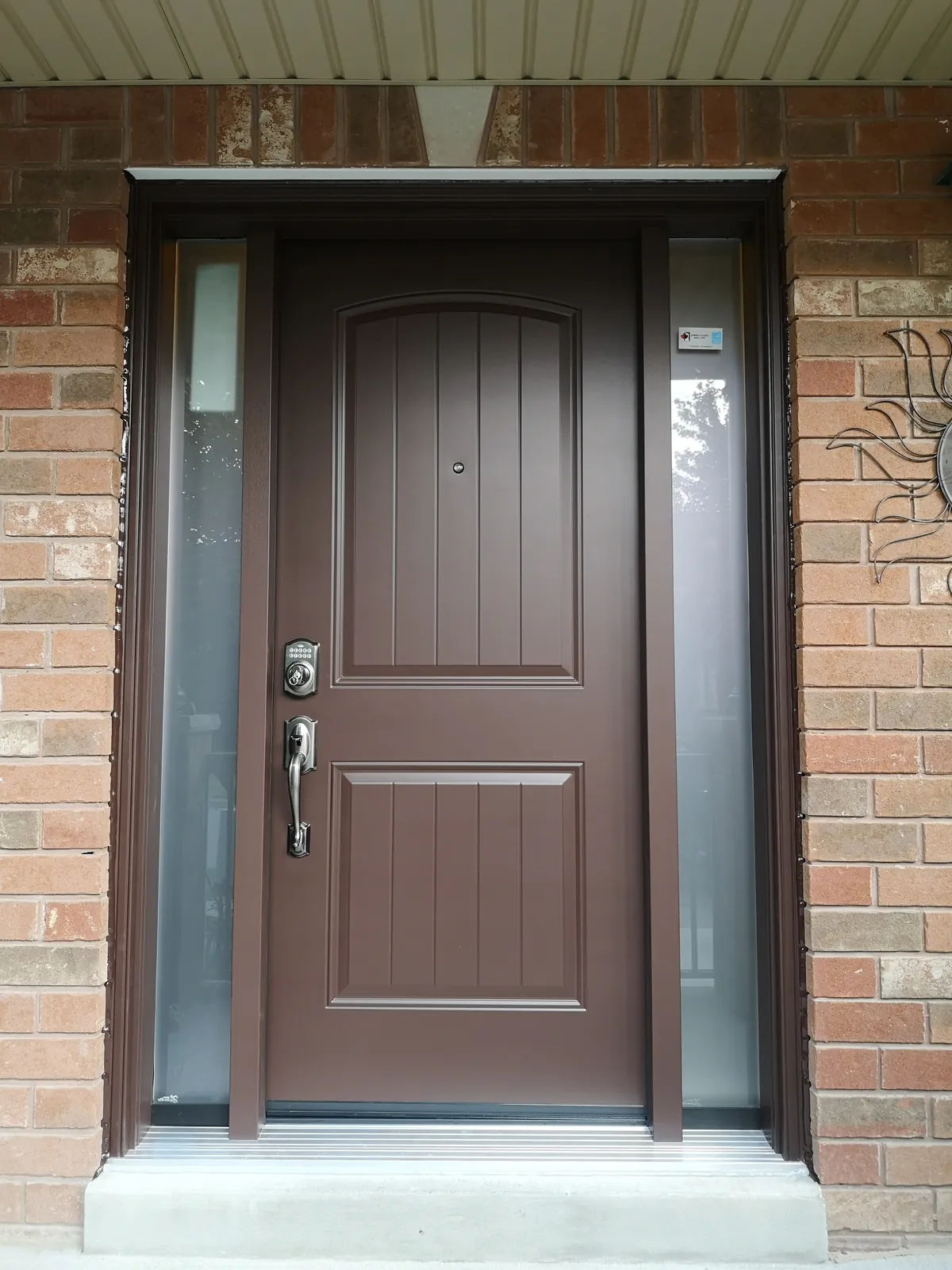 White sliding patio door, interior